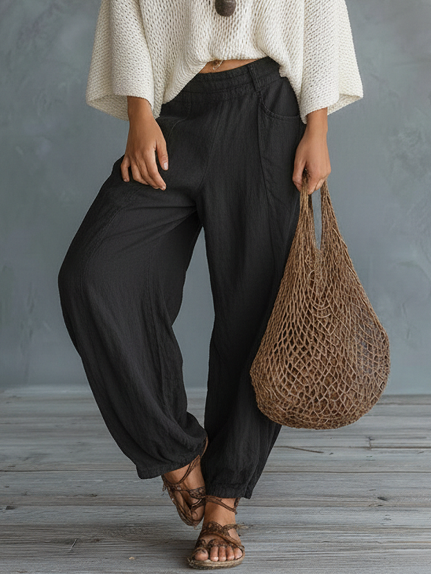Women's Minimalist Lightweight Cape-sleeved Sweater and Harem Pants Set MDZ2685A8Y