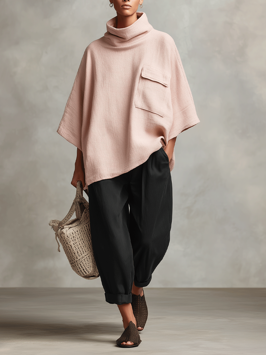 Women's Pink Bohemian Tie Pocket Straight-Leg Two-Piece Suit MDA0414I7I