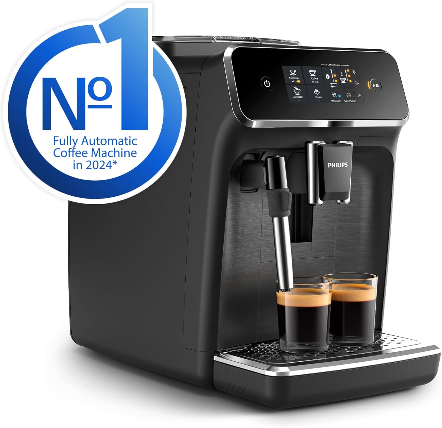 Philips 2200 Series Fully Automatic Espresso Machine - 2 Coffees, Touch Display, Classic Milk Frother, Ceramic Grinder, Matte Black (EP2220/10)