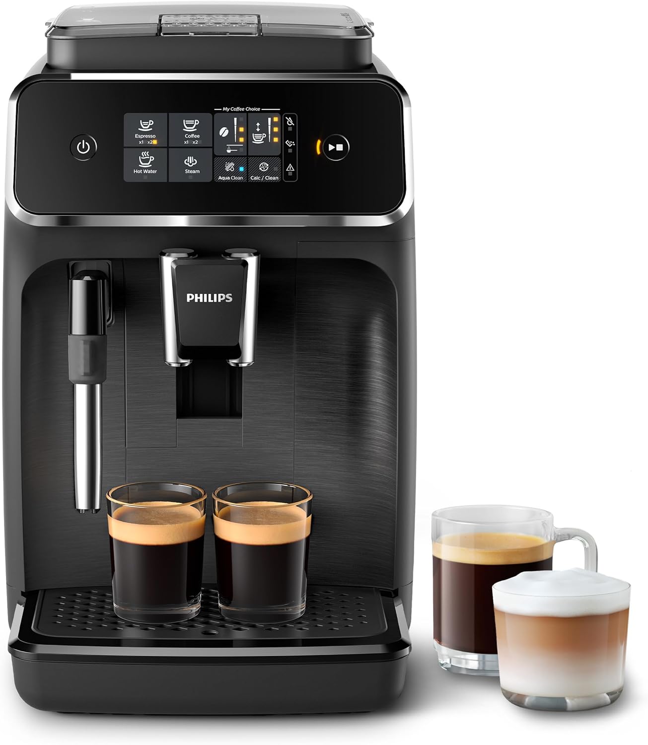 Philips 2200 Series Fully Automatic Espresso Machine - 2 Coffees, Touch Display, Classic Milk Frother, Ceramic Grinder, Matte Black (EP2220/10)
