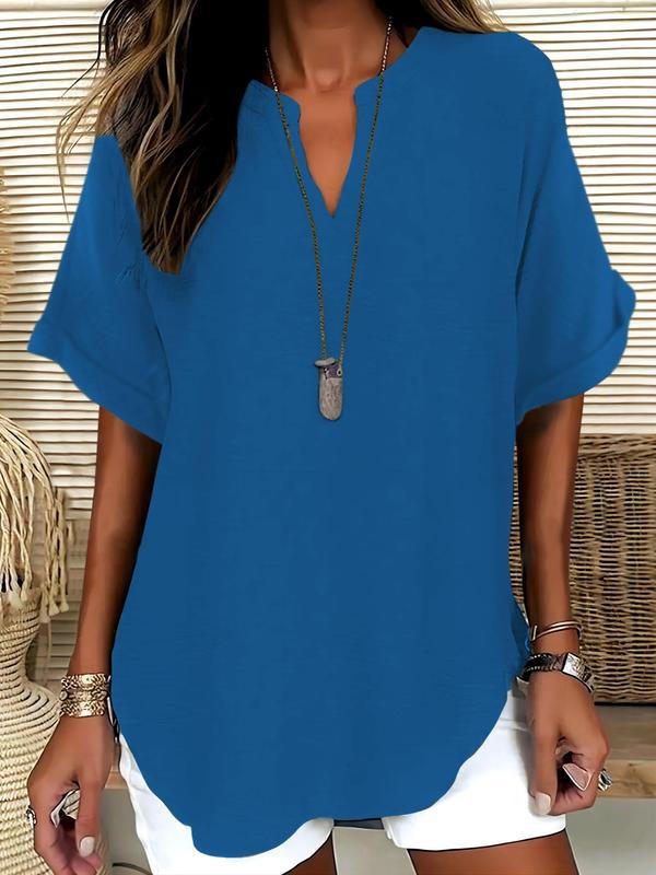 GENNEVA™ – Casual Plain Short Sleeve Blouse